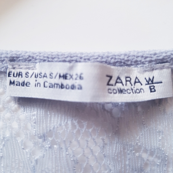 ZARA Blue Gray Ruffle Lace Cropped Top - Picture 8 of 10